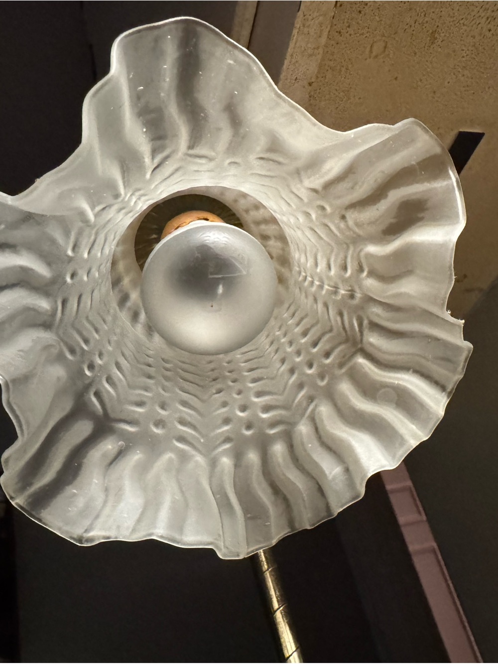 Vintage Brass Lily Pad Tulip Gooseneck Desk Lamp Frosted Clear Shade - Picture 8 of 16